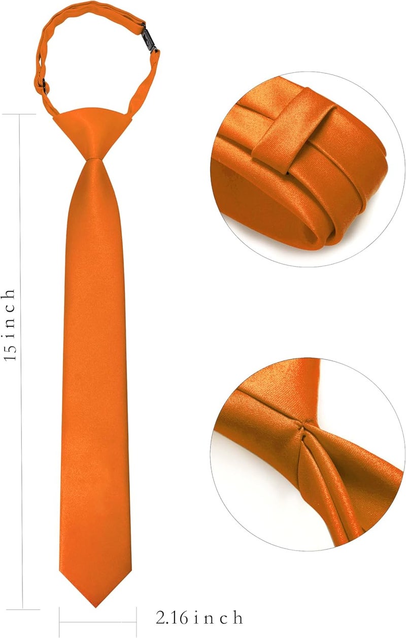 RBOCOTT Solid Color Satin Ties for Boys and Kids Pre-tied Adjustable Necktie for Age 8-12 Wedding and School Graduation - Image 1